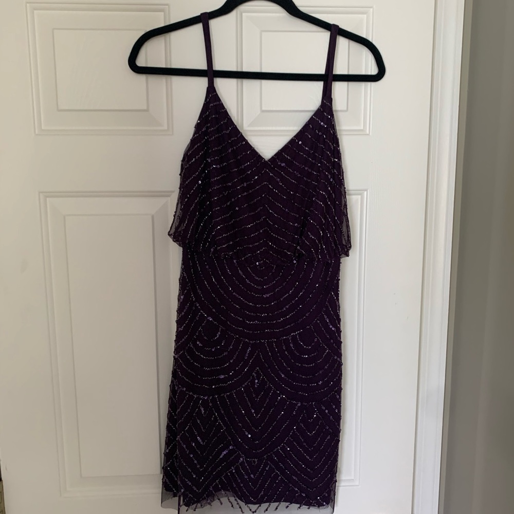 Adriana Papell Beaded Purple Dress